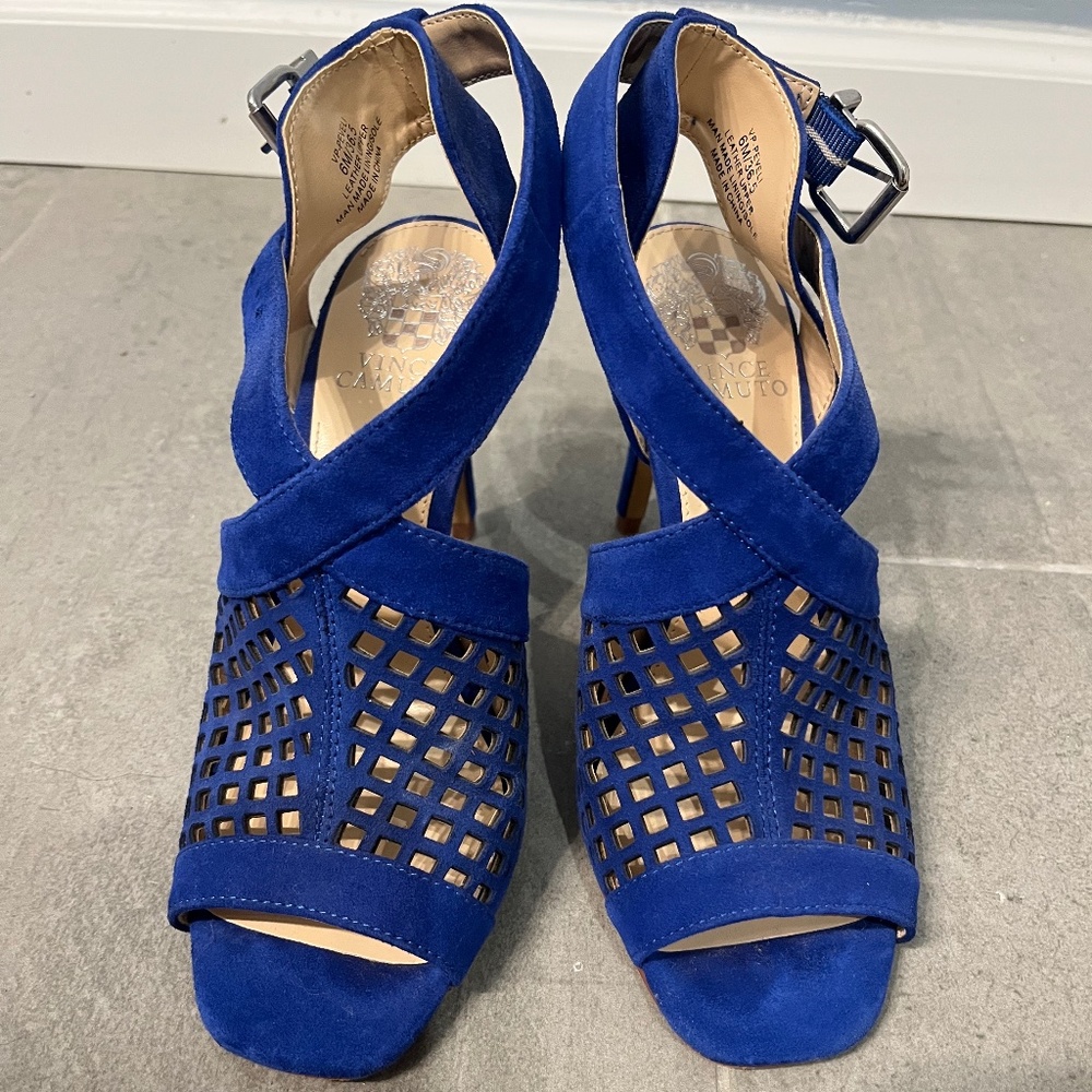 Vince Camuto blue suede heels